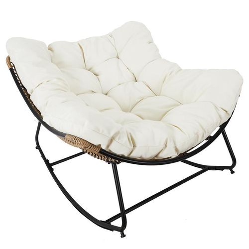 Paris Prix - Fauteuil À Bascule & Coussin "Tulum" 114cm Beige