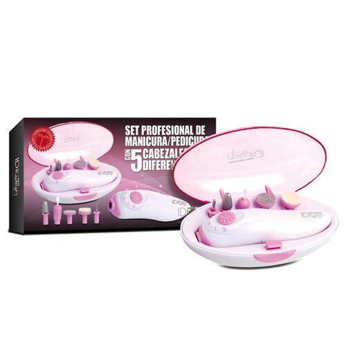 Tour Manucure Id, 5 Éléments Interchangeables Blanc Et Rose 16 X 8,9 Cm