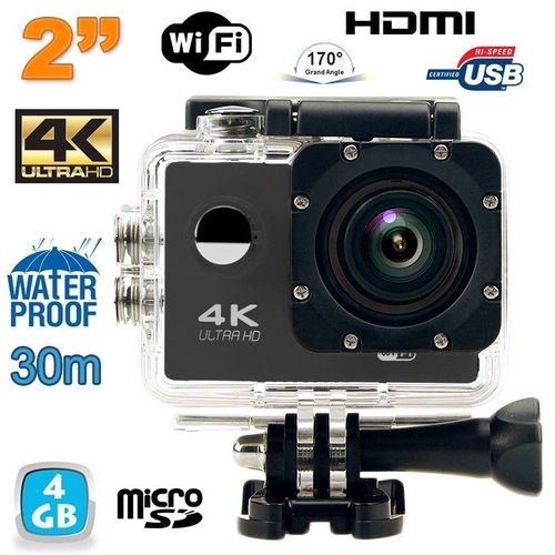 Caméra sport 4k étanche Slow Motion 16MP grand angle 170° Wi-Fi noir