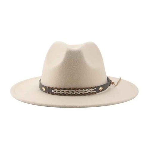 Chapeau De Cowboy Vintage Pour Femmes Et Hommes,Fedoras Monochromes,Anderfeutré,Western Cowboy,Hiver