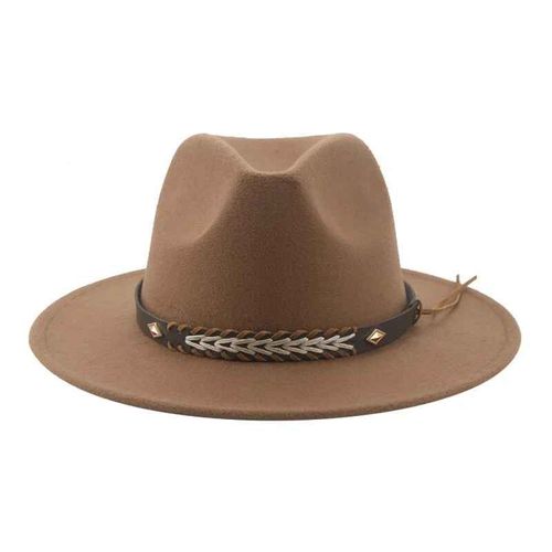 Chapeau De Cowboy Vintage Pour Femmes Et Hommes,Fedoras Monochromes,Anderfeutré,Western Cowboy,Hiver