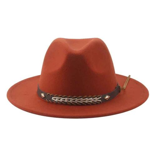 Chapeau De Cowboy Vintage Pour Femmes Et Hommes,Fedoras Monochromes,Anderfeutré,Western Cowboy,Hiver