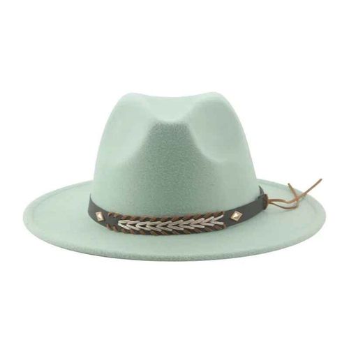 Chapeau De Cowboy Vintage Pour Femmes Et Hommes,Fedoras Monochromes,Anderfeutré,Western Cowboy,Hiver