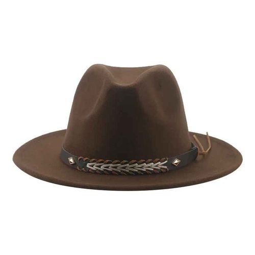 Chapeau De Cowboy Vintage Pour Femmes Et Hommes,Fedoras Monochromes,Anderfeutré,Western Cowboy,Hiver
