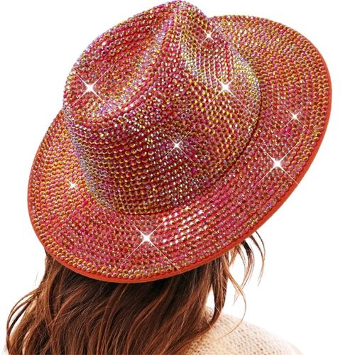 Chapeau De Cowboy Vintage Avec Biscuits Scintillants Pour Adultes,Chapeau De Fête Western Jazz Chang,Casquette De Cow-Girl À Large Bord Solide,Accessoires Photo Décontractés Pour Femmes