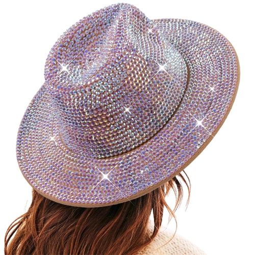 Chapeau De Cowboy Vintage Avec Biscuits Scintillants Pour Adultes,Chapeau De Fête Western Jazz Chang,Casquette De Cow-Girl À Large Bord Solide,Accessoires Photo Décontractés Pour Femmes