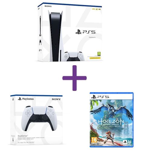Console Sony Playstation 5 Edition Standard + 2ème Manette Dualsense + Horizon Forbidden West Ps5