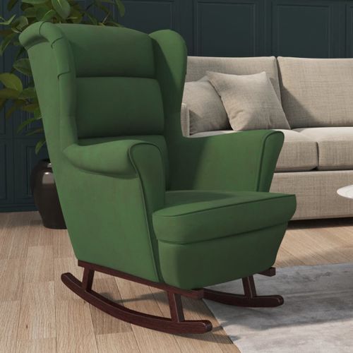 Vidaxl Fauteuil À Bascule Et Pieds En Bois D'hévéa Vert Foncé Velours