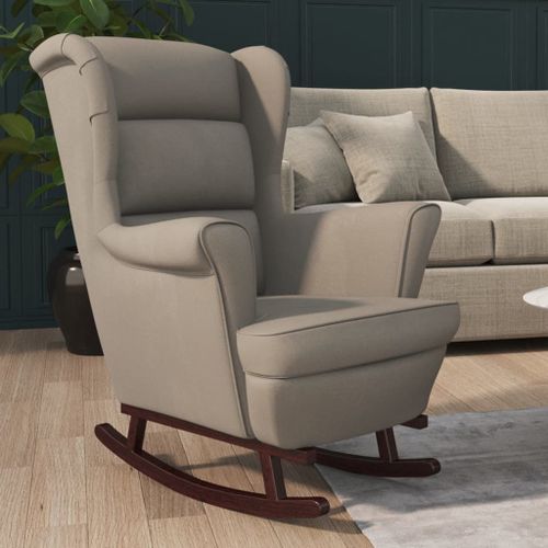 Vidaxl Fauteuil À Bascule Et Pieds En Bois D'hévéa Gris Clair Velours