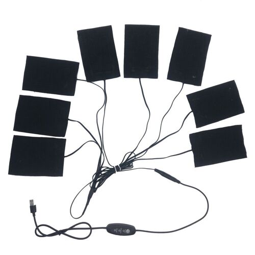 Coussin Chauffant Électrique 8 En 1, 5v, En Fiber De Carbone, Avec Chargeur Usb, Pour Vêtements, Gilets, Sous-Vêtements