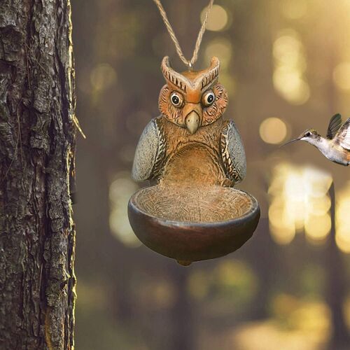 Mangeoire En Résine Pour Oiseaux Sauvages, Mangeoire Suspendue À L'épreuve Des Écureuils, Avec Corde, Pour Hibou, Patio, Arrière-Cour, Décor De Jardin Extérieur