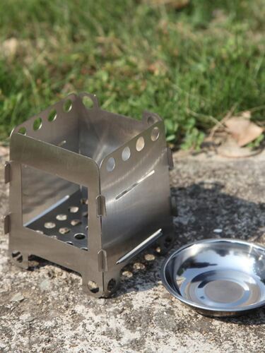 Fourneau À Bois De Chauffage Pliable En Acier Inoxydable, Support De Barbecue, Multifonctionnel, Portable, Four De Camping En Plein Air