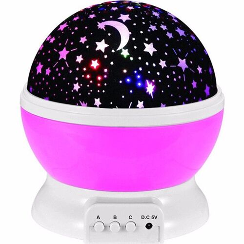 lederTEK Veilleuse Bébé avec câble USB rechargeable lumière des étoiles éclairage de 360 dégrés avec 4 LEDs - Rose