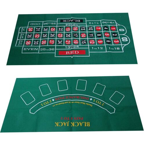 Tapis De Jeu Double-Face En Tissu Feutre Imperméable,Emplacement Des Cartes, Idéal Pour Black-Jack Et Roulette,