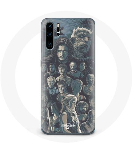 Coque pour Huawei P30 Game of Thrones Saison 8 Le Trône de Fer Affiche Personnages Fond Gris