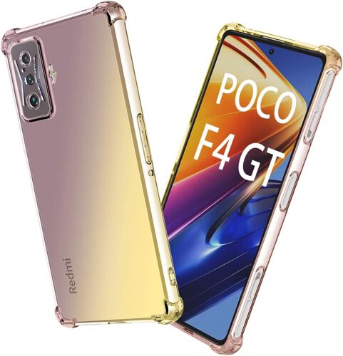 Housse Pour Xiaomi Poco F4 Gt Etui, Ultra Mince Soft Tpu Transparent/Leger Degrade Protection Coque, Or/Noir