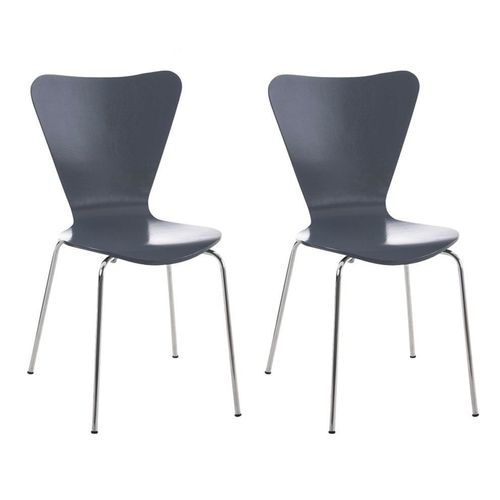 Lot De 2 Chaises De Séjour Bureau En Bois Gris Et Métal Cds10012