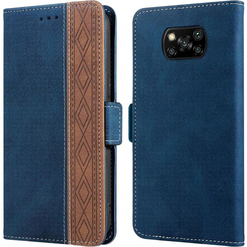 Coque Poco X3 Pro, Coque Poco X3 Nfc, Anti-Rayures Housse Poco X3, [Rfid Blocage] [Etui A Rabat] [Fermeture Magnetique], Etui De Protection Pour Xiaomi Poco X3/X3 Pro/X3 Nfc (6,67""), Bleu