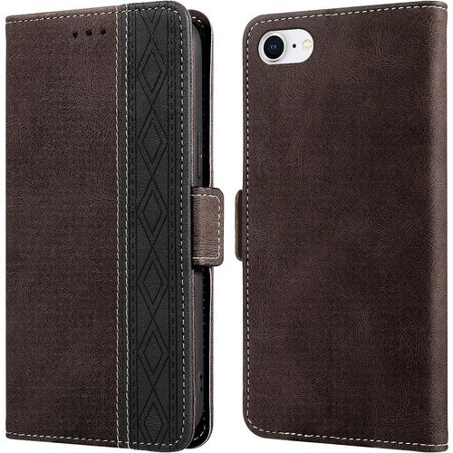 Coque Pour Iphone Se 2022 5g/Se 2020/7/8, Coque Iphone 8, Housse Iphone 7 [Blocage Rfid] [Etui A Rabat] [Fermeture Magnetique] Etui De Protection Pour Iphone Se3/Se2/7/8, Cafe