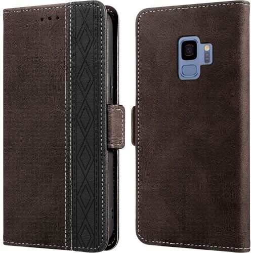 Coque Samsung S9, Anti-Rayures Housse Galaxy S9, [Rfid Blocage] [Etui A Rabat] [Fermeture Magnetique], Etui De Protection Pour Samsung Galaxy S9 (5,8""), Cafe