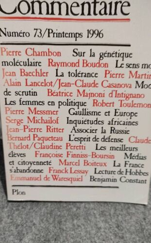 Commentaire -N.73/Printemps 1996