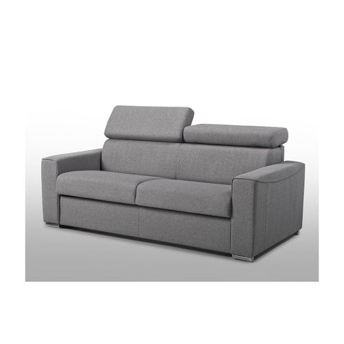 Canapé 3 Places Convertible Express En Tissu Vizir - Gris - Couchage 140 Cm - Matelas 22 Cm Avec Mémoire De Forme Dunlopillo