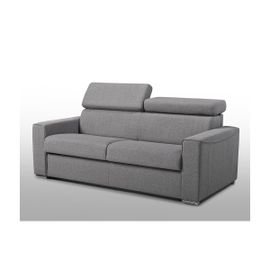 Canapé 3 Places Convertible Express En Tissu Vizir - Gris - Couchage 140 Cm - Matelas 22 Cm Avec Mémoire De Forme Dunlopillo