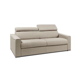 Canapé 4 Places Convertible Express En Tissu Vizir - Beige - Couchage 160 Cm - Matelas 22 Cm Avec Mémoire De Forme Dunlopillo