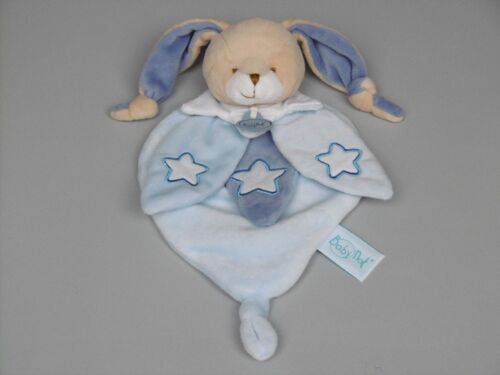 Doudou Lapin Plat Bleu Beige Étoiles Les Luminescents Baby Nat'