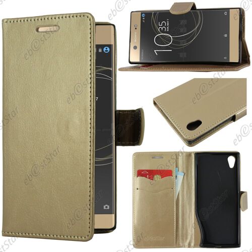 ebestStar ® pour Sony Xperia XA1 Ultra, XA1 Ultra Dual (2017) - Housse Coque Etui Portefeuille Support Folio Simi Cuir, Couleur Or / Doré [Dimensions PRECISES de votre appareil : 165 x 79 x 8.1 mm, écran 6'']
