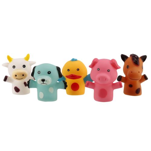 Marionnettes À Doigt Pour Enfants Et Bébés 5 Animaux De La Ferme Pvc De Bain Marionnettes À Main Ensemble De Poupées Éducatifs Précoces (C)