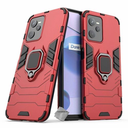 Housse etui coque rigide anti choc pour Realme C35 / Narzo 50A Prime + verre trempe - ROUGE