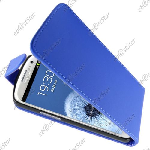 Ebeststar ® Coque Housse Etui Simili Cuir À Rabat Pour Samsung Galaxy S3 I9300 I9305, Couleur Bleu [Dimensions Precises De Votre Appareil : 136.6 X 70.8 X 8.6 Mm, Écran 4.8'']