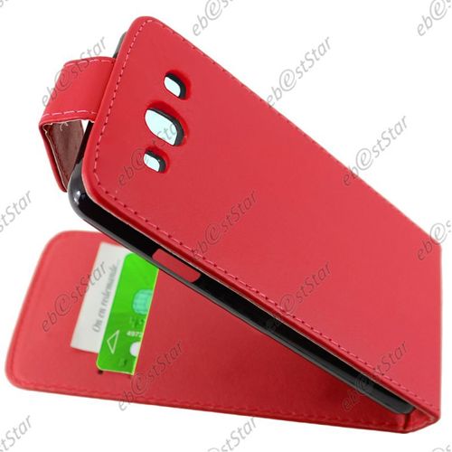 Ebeststar ® Housse Simili Cuir À Clapet Coque Etui Pour Samsung Galaxy S3 I9300 I9305, Couleur Rouge [Dimensions Precises De Votre Appareil : 136.6 X 70.8 X 8.6 Mm, Écran 4.8'']