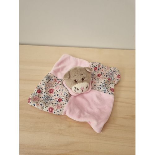 Doudou Chat Rose Fleuris Bengy