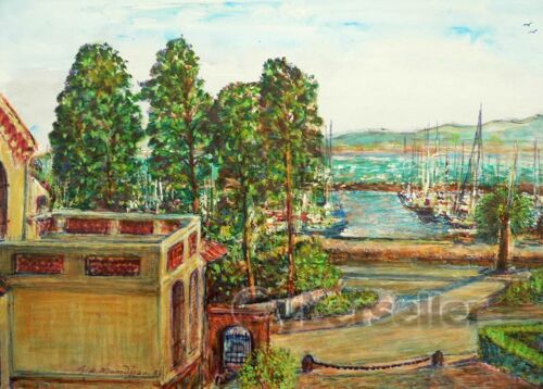 Marine Saint-Raphaël 1985 Huile Et Gouche Signée De Garabed A. Momdjian 51x35cm