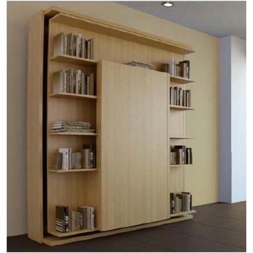 MATRIMONIALE Armoire lit verticale pivotante couchage 160 * 200 cm chêne naturel table repas intégrée