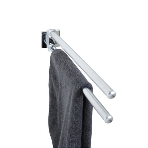 Fackelmann 86758 porte serviette double porte serviette murale porte serviette salle de bain double support serviette salle de bain, zinc, gris, 5 x 6,5 x 47 cm
