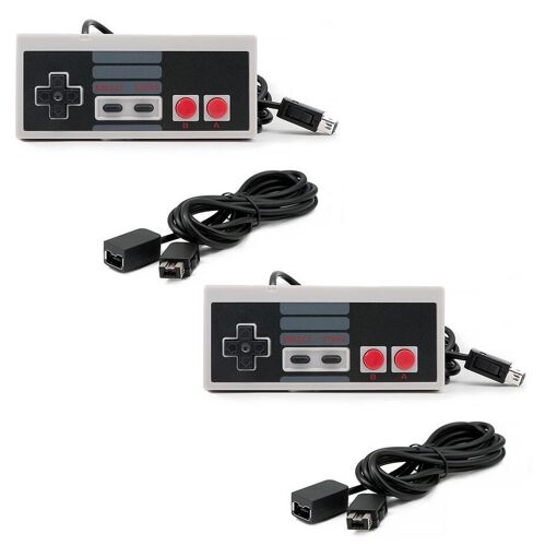 Pack De 2 Manette + Cable Extension 1.8 M Pour Nintendo Nes Classic - Mini Edition