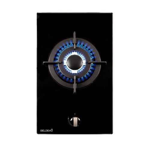 Plaque Gaz verre noir - 1 Feu - encastrable - double couronne