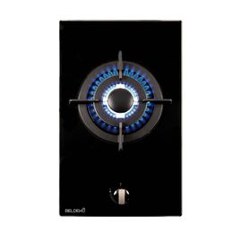 Plaque Gaz verre noir - 1 Feu - encastrable - double couronne