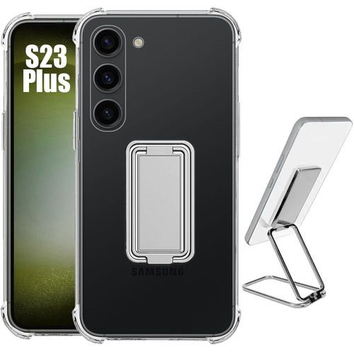 Coque Pour Samsung Galaxy S23+/S23 Plus Protection Antichoc Avec Support Métal Pliable Argenté - Booling