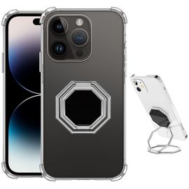 Coque Pour Iphone 14 Pro Silicone Transparent Antichoc Avec Support Pliable Réglable Octogonal - Booling