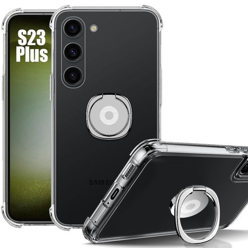 Coque Silicone Pour Samsung Galaxy S23+/S23 Plus Antichoc Transparent Avec Support Bague Argenté - Booling