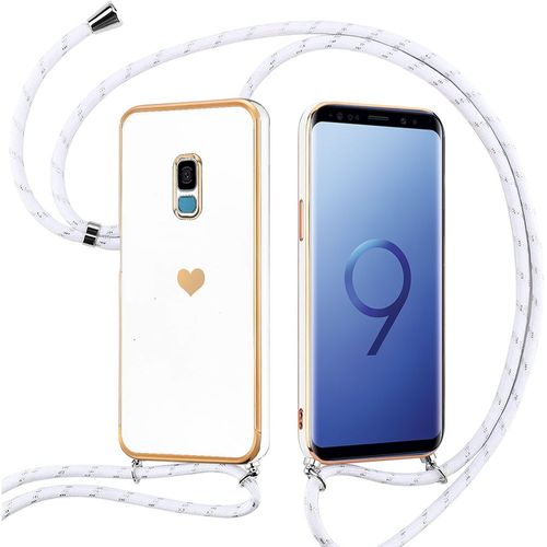 Coque Bandoulière Pour Samsung Galaxy S9 Tpu Souple Blanc Antichoc Motif CUr - Booling