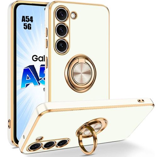 Coque Anneau Pour Samsung Galaxy A54 5g Protection Elégant Antichoc Tpu Souple Blanc - Booling