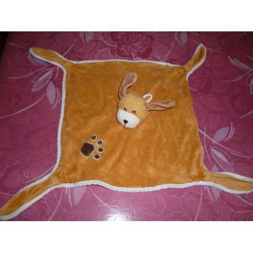 Doudou Plat Chien Marron Avec Empreinte Gispy