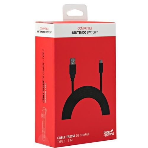 Under Control Cable De Charge Tressé Usb Type C - Compatible Nintendo Switch - Noir