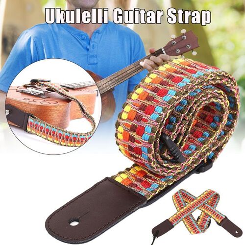 Sangle De Guitare Multicolore Tissée Vintage De 136cm, Avec Boucle Réglable Pour Basse Électrique Et Acoustique N66