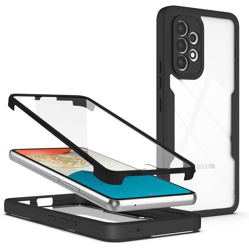 LAGOGI Coque pour Samsung Galaxy A53 5G, Antichoc Housse avec Protecteur D'écran Intégré et Protection Caméra, Coque 360 Degré Integrale Etui Double Face Transparente Robuste TPU Bumper Case - Noir